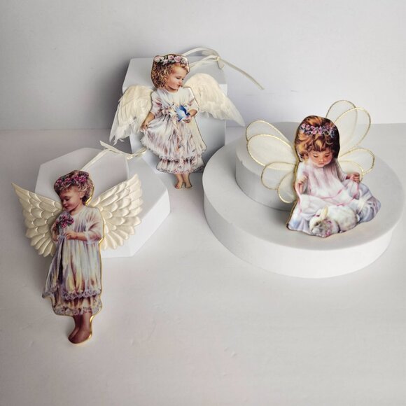 Bradford Editions “HEAVEN’S LITTLE ANGELS” Ornament Collection Set of 3 Numbered - Picture 1 of 10